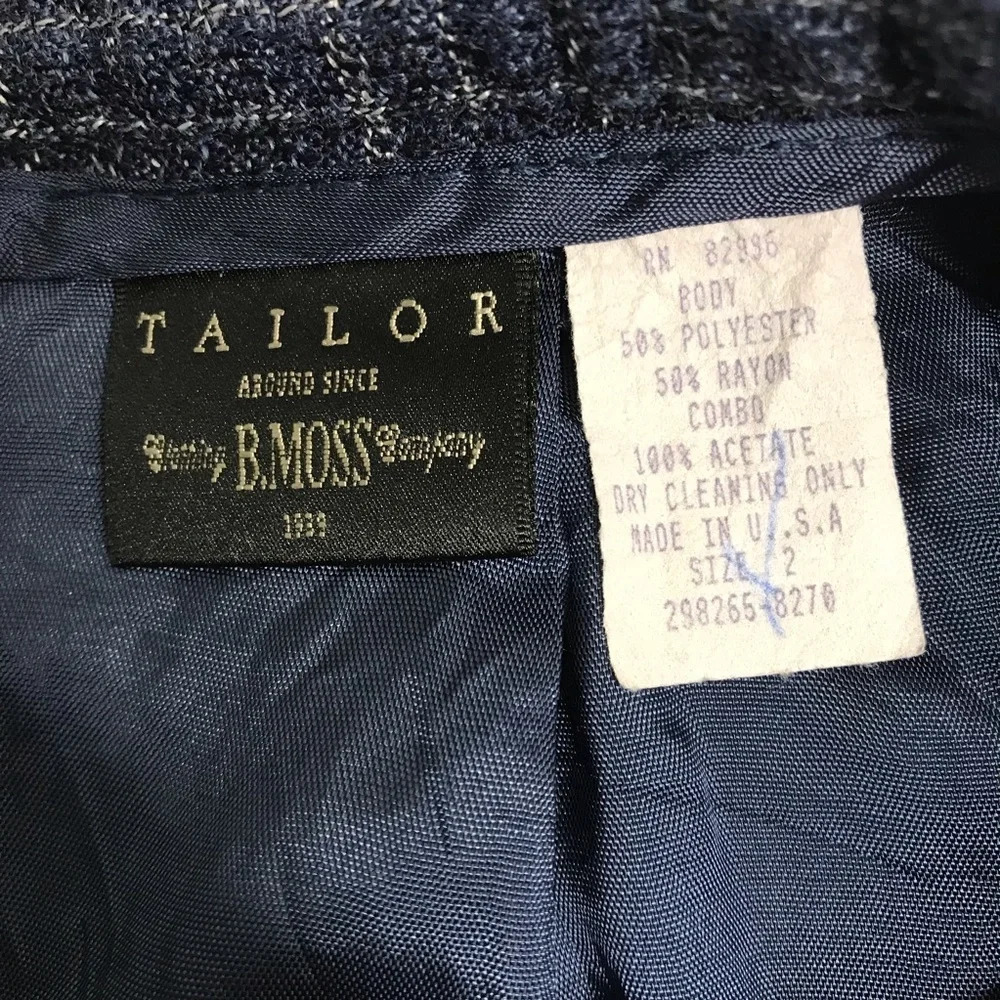 Vintage Women’s Tailor B. Moss Blue and Cream Fully Lined Skirt - Size 2 - Picture 5 of 5